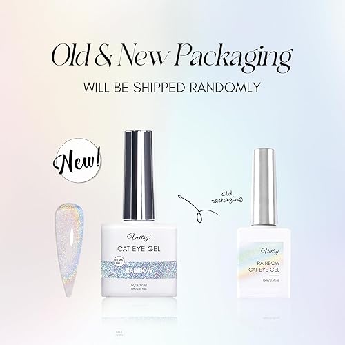 Miniatura 6 de Vettsy Esmalte de uñas de gel universal de ojo de gato arcoíris, esmalte de uñas de gel holográfico de ojo de gato, gel magnético de galaxia