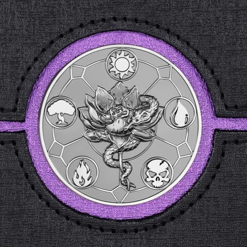Image of Kabinka Commander Deck Box for MTG with Dice Tray, Card Deck Box with Metal Emblem, Hold 100 Double-Sleeved Cards for TCG /PTCG, Cards Storage Case with 35PT Magnetic Card Holder (Black& Purple, Lotus)