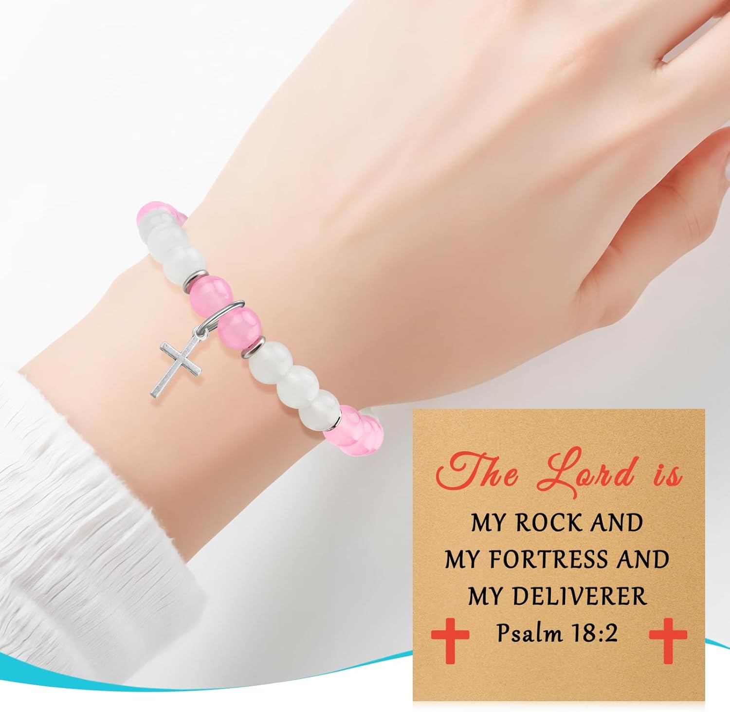 Bible Verse Bracelets with Cards Christian Jewelry Religious Gifts for Christian Easter Prayer Scripture Gift Inspirational Beaded Bracelets for Daughter Sister First Communion Christmas Birthday Gift - Image 2
