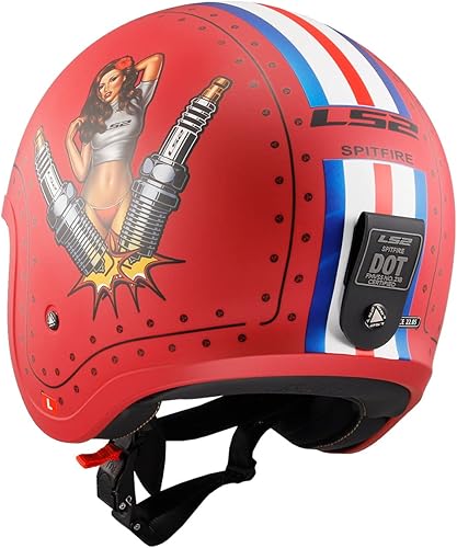 Miniatura 6 de Casco de moto de cara abierta Spitfire de LS2 Primer Rojo,Mate negro,Negro brillante/Escamas doradas,Bandera negra,Zarzaparrilla,Rojo mate,Rosa