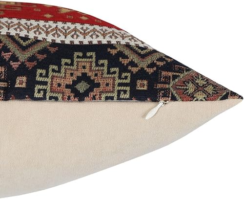 Miniatura 5 de pillowerus Tapestry Gobelin - Funda de almohada de 18 x 18 pulgadas, diseño geométrico del suroeste, diseño étnico Kilim geométrico para decoración