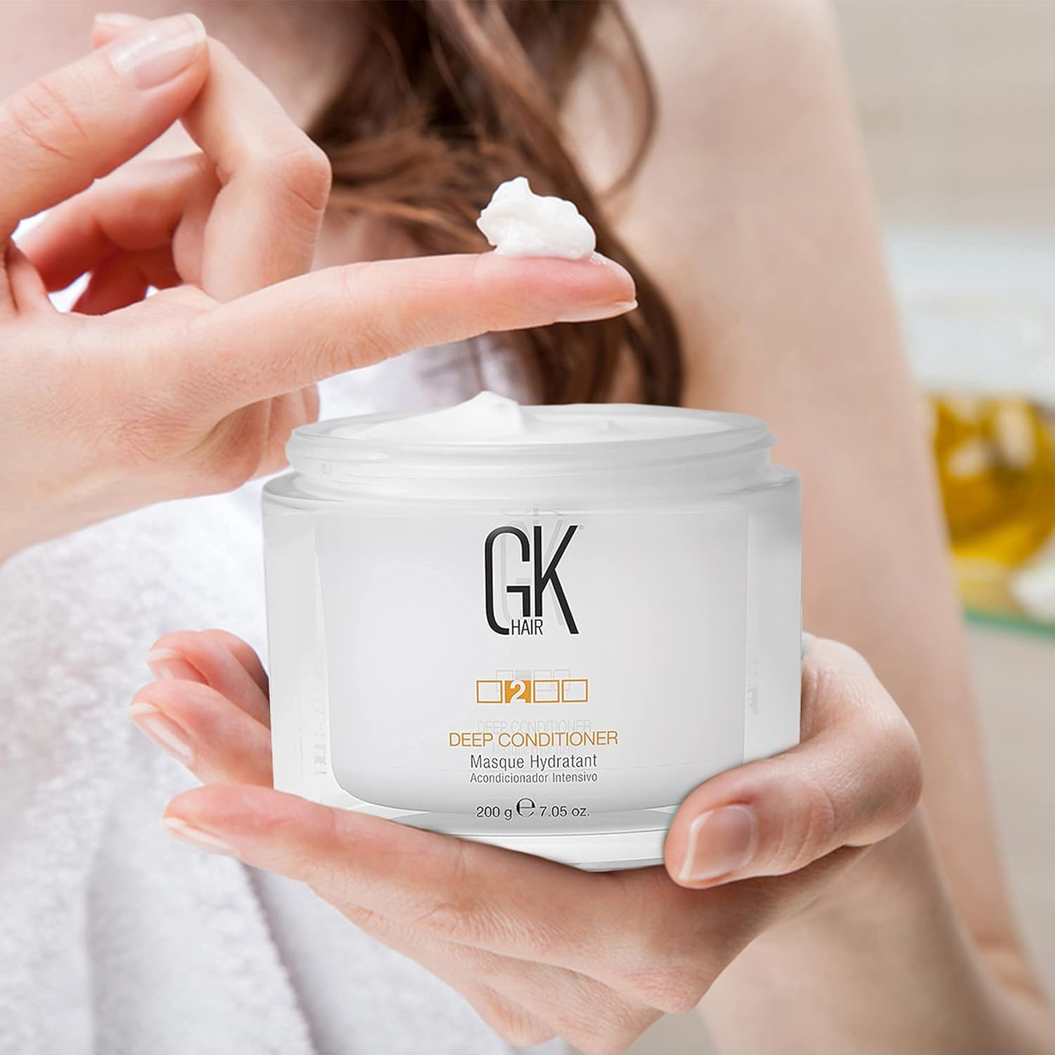 GK Hair Global Keratin Moisturizing Shampoo And Conditioner 100ml With Deep Conditioner Masque 200G For Dry Frizzy Damaged & Chemically Treated Hair - Sulfate And Paraben Free