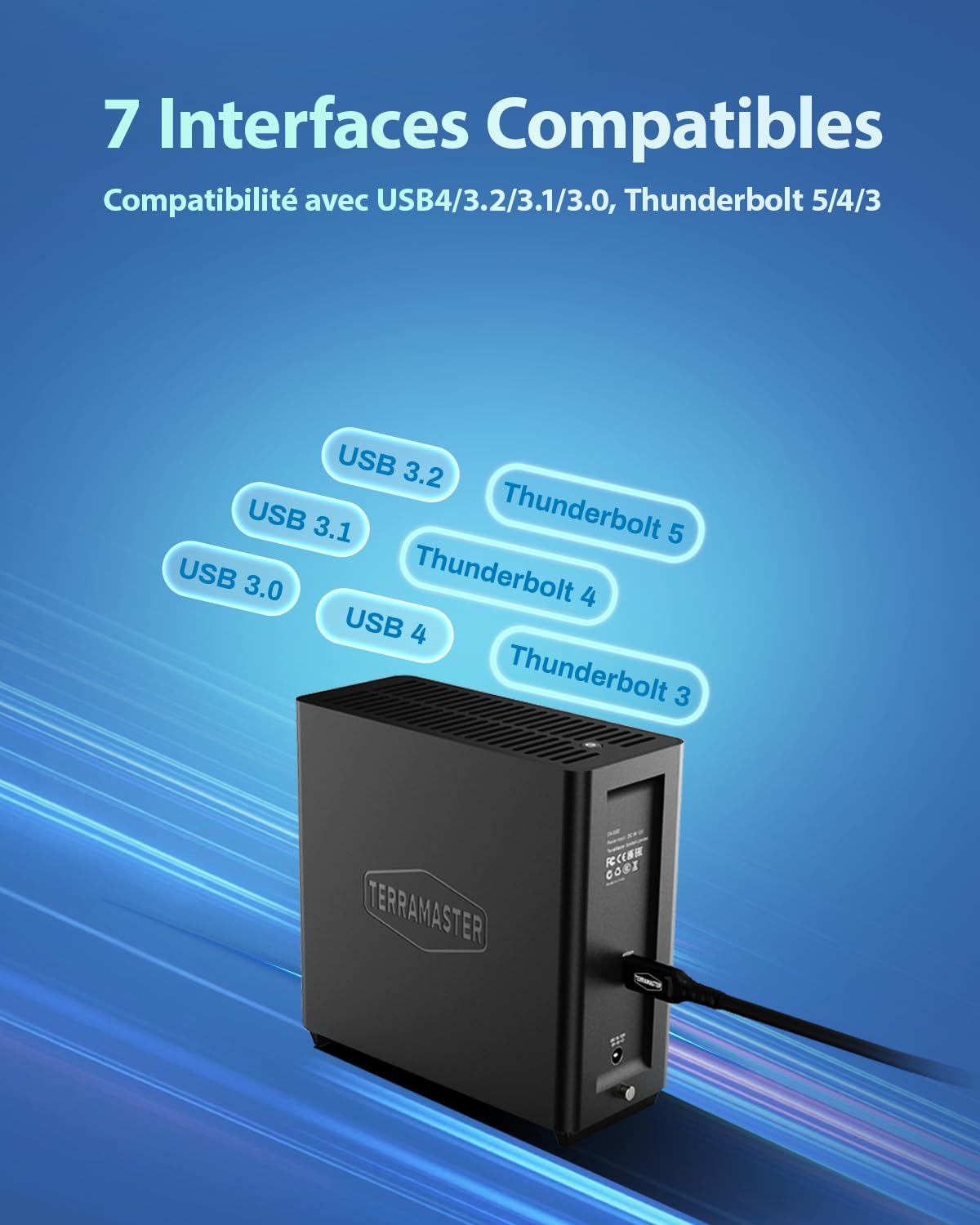 TERRAMASTER D4 SSD Boîtier 4 Baies NVMe USB-C 40 Gbit/s (sans Disque)