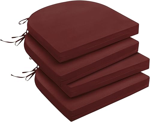 Miniatura 96 de downluxe - Cojín para asiento, redondo, impermeable, para exteriores e interiores, para patio o jardín, 43 x 41 x 5 cm, amarillo, paquete de 4