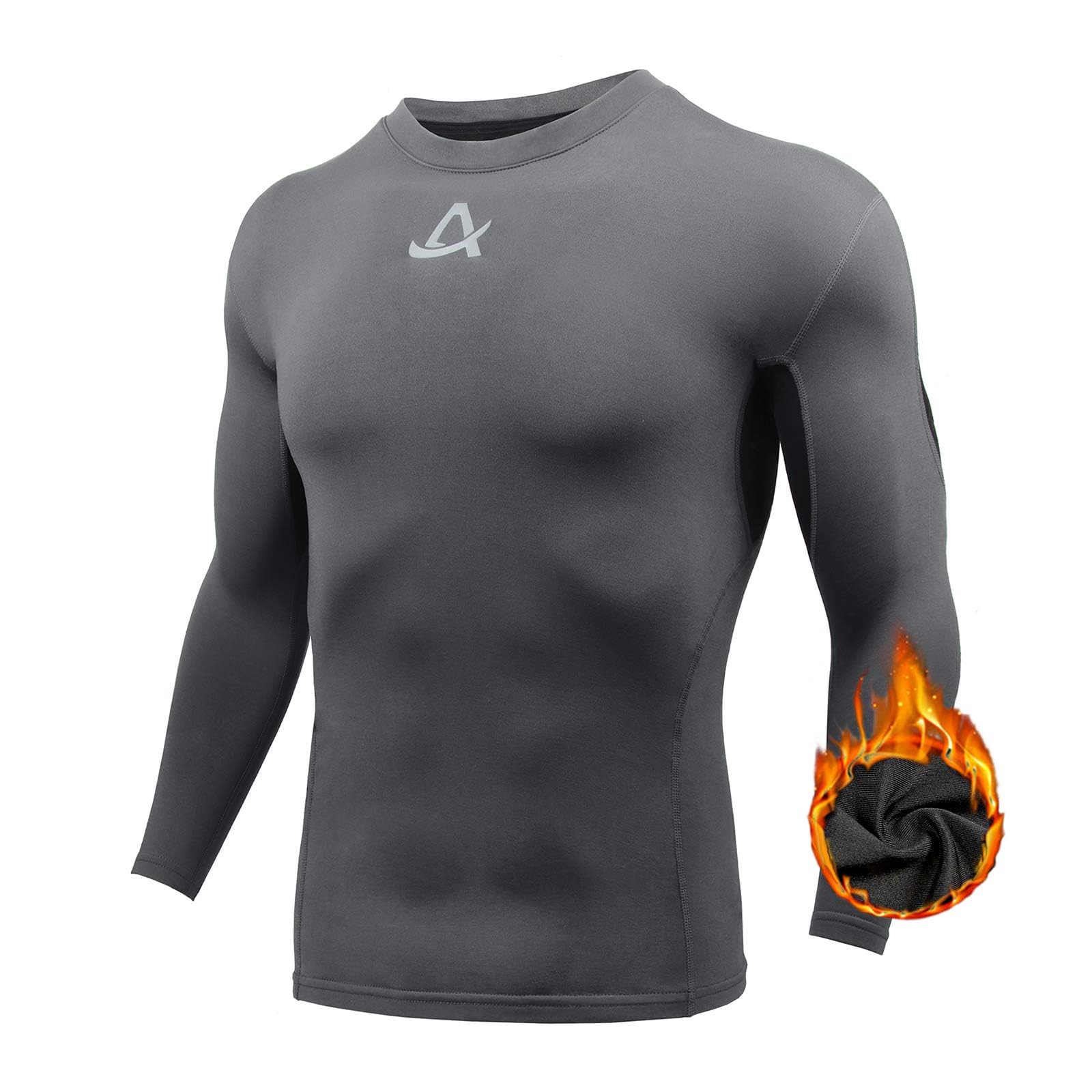 AMZSPORT Camicia a Compressione da Uomo, Maglietta a Maniche Lunghe Cool Dry Layer Fitness Top