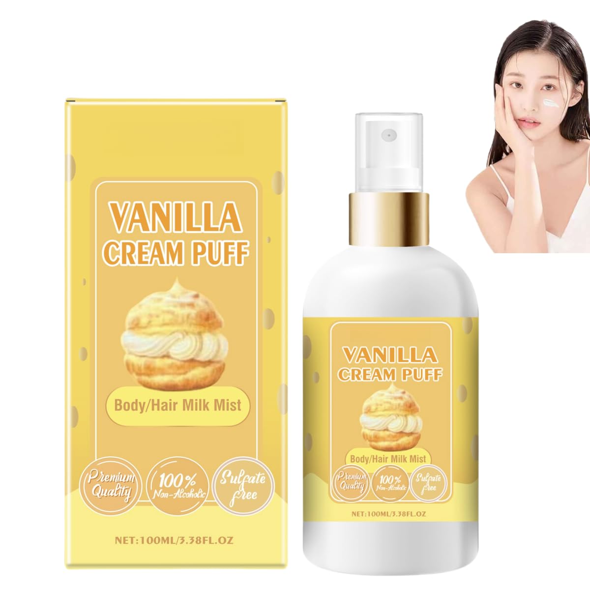 Vanilla Body Spray, Vanilla Cream Puff Body Lotion Spray, Hair and Body Scented Moisturizing Spray, Body Lasting Fragrance Spray, Body/Hair Lotion Spray Vanilla Cream Puff