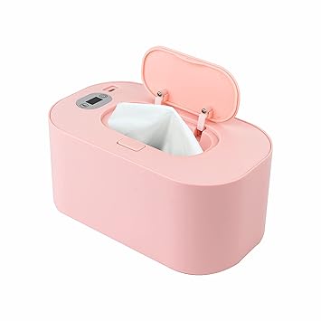 KIDHUT Baby Wet Wipe Warmer Dispenser Box with Type-C Cable, 40?-60? Wide Range Adjustment (PINK)