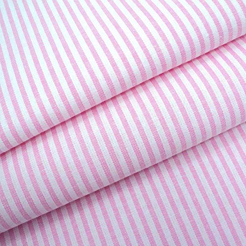 45 wide Candy Mini Stripe Polycotton Dress Fabric Pale Pink/White - per metre