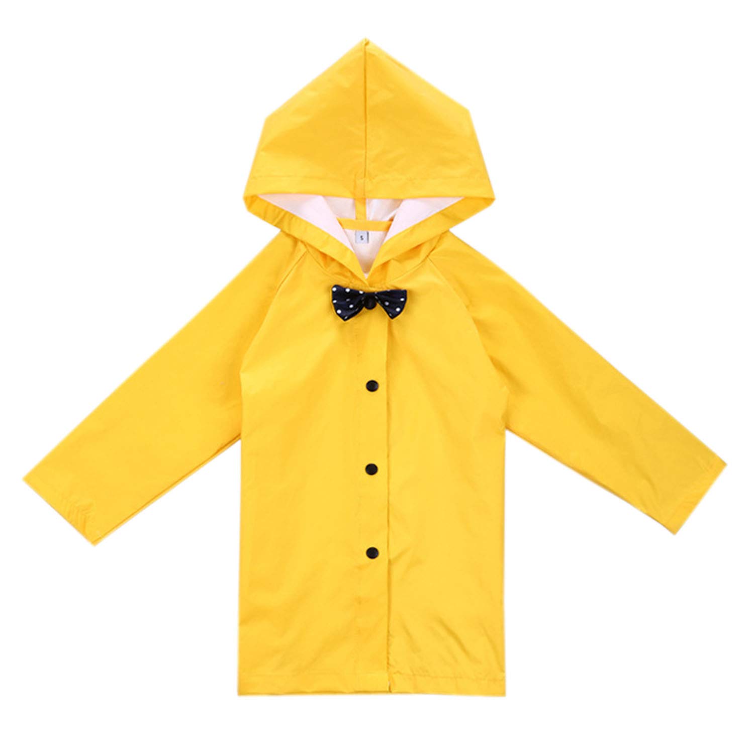 Evelin LEEAge 2-10 Years Kids Hooded Button Down Long Jacket Bow Lightweight Raincoat