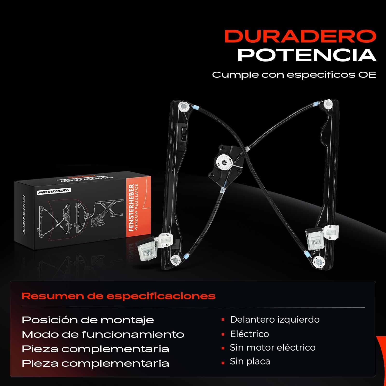Frankberg Regulador de elevalunas eléctrico sin motor 4/5 puertas | 6Y1837461, sin Motor, eléctrico, 4/5 puertas, Al frente, izquierda