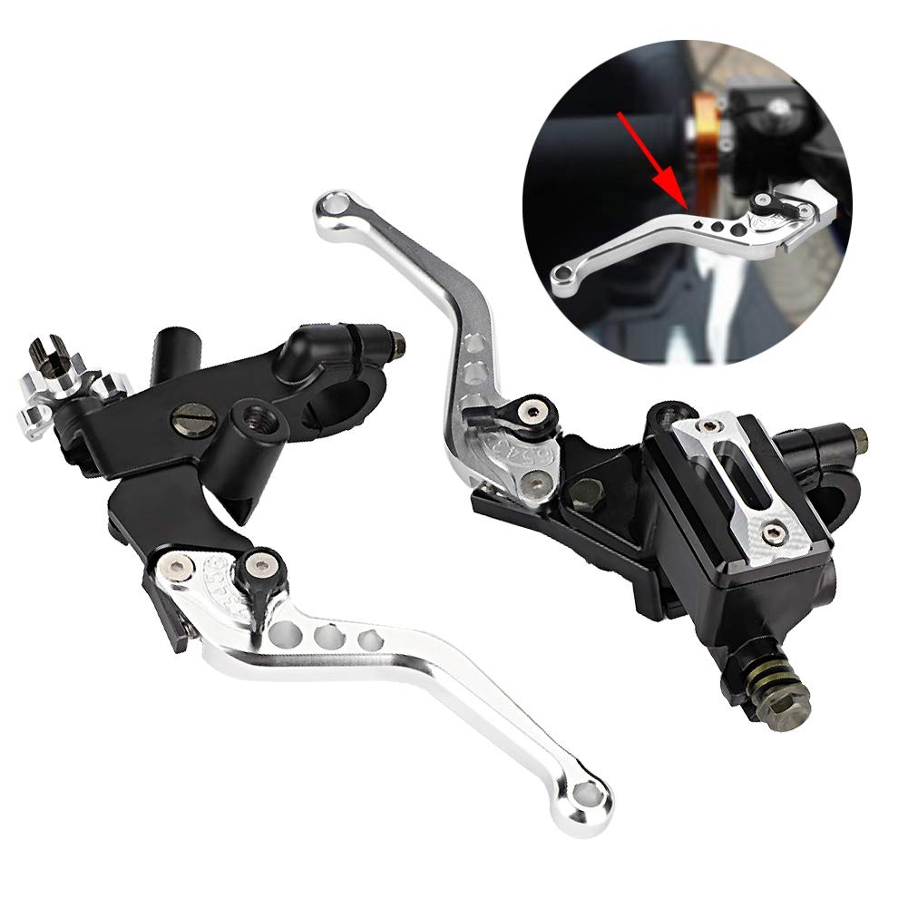 Qiilu 1 paio 7/8 "(22mm) leve freno serbatoio freno frizione moto universale(Silver)