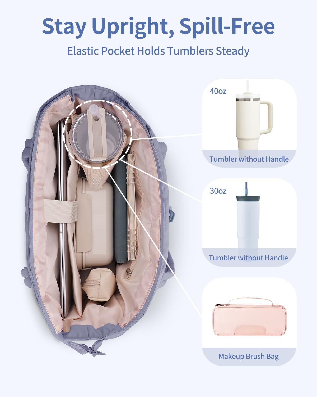 Wandering Nature Travel Tote Bag for Women with Expandable Bottom & Laundry Bag, Fits 40oz Tumbler for Carry-On Work Gym