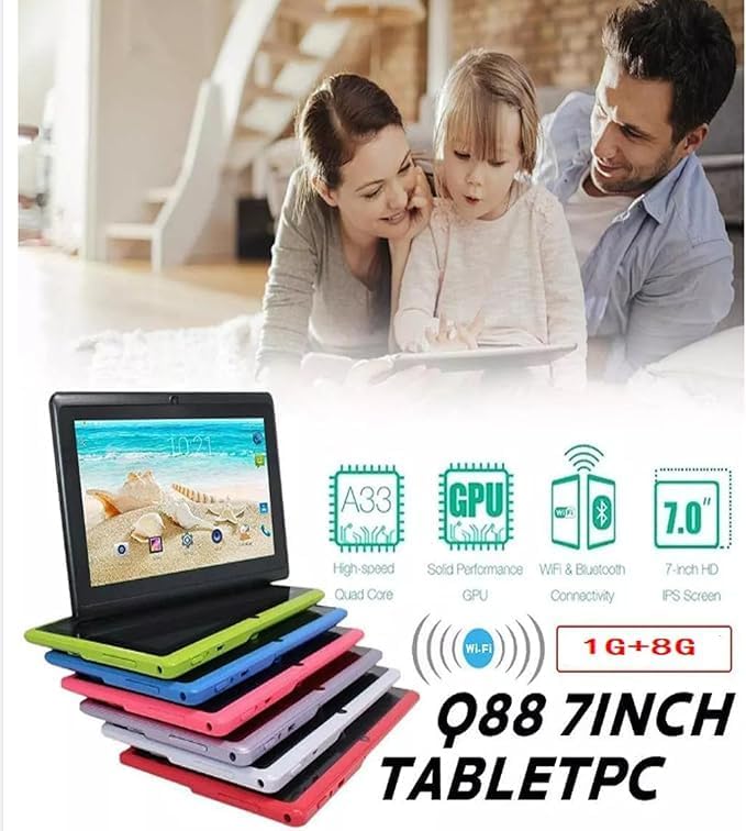 Miniatura 5 de Tabletas Android 2025 de 7 pulgadas 1 GB + 8 GB Tablets PC, procesador de cuatro núcleos con pestaña de cámara doble, tableta de batería de 3000