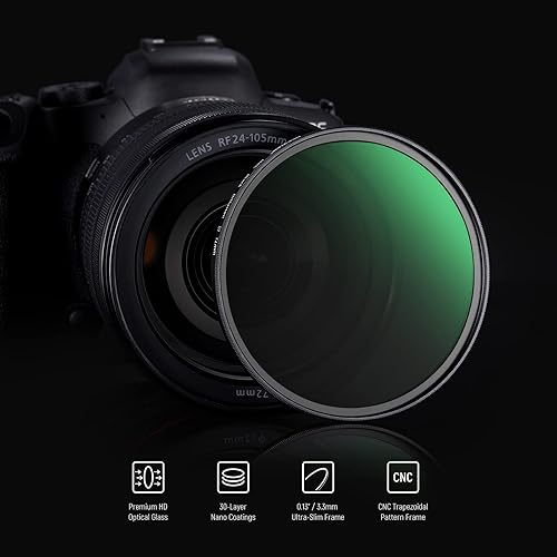 Vista 108 de NEEWER Difusión negra de 3.031 in, 1 filtro de niebla de ensueño, filtro de efecto cinematográfico, ultra delgado, repelente al agua, resistente a