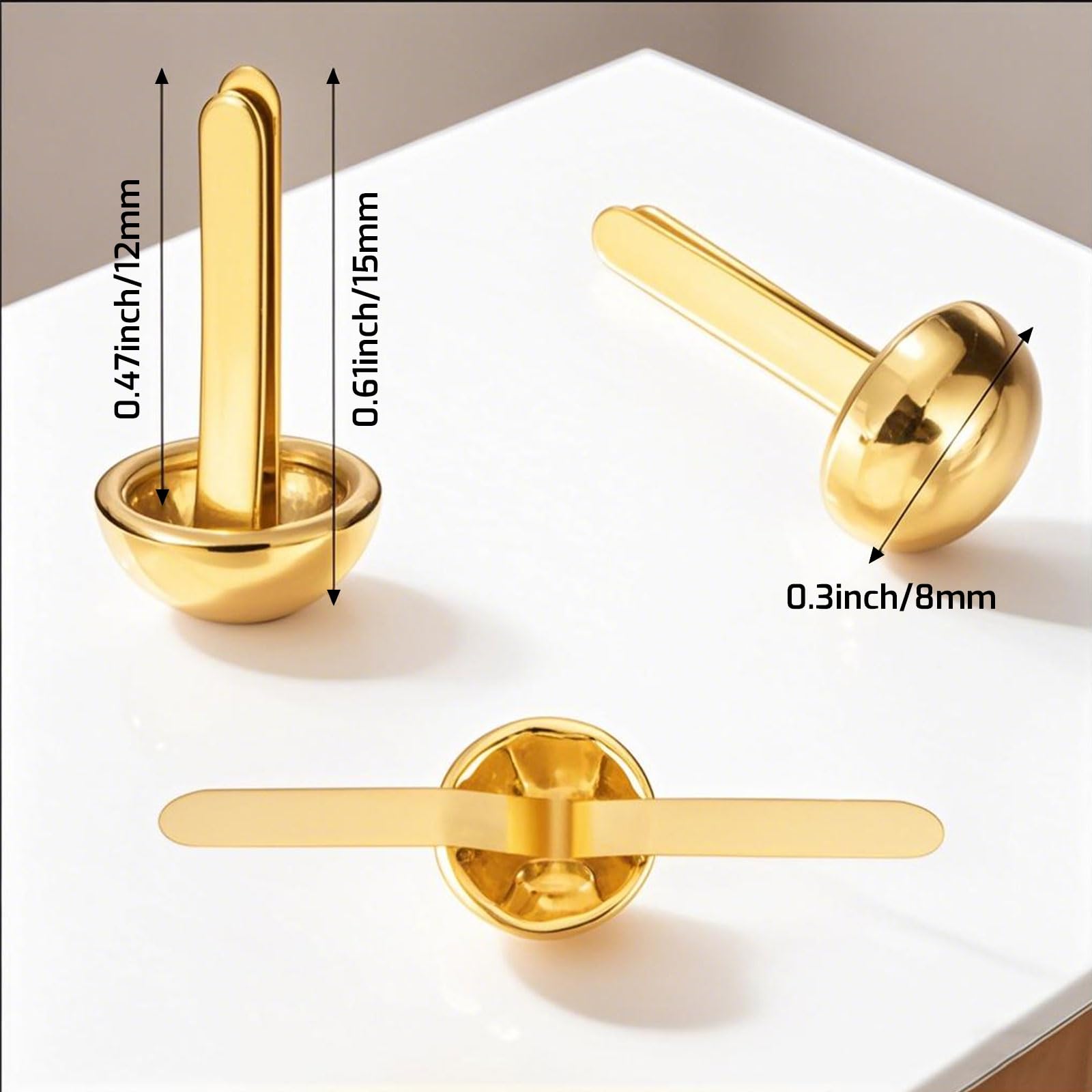 Fermacampioni in Metallo Dorato 300 Pezzi, Clip a Treccia per Carta, Doppio Piede a Testa Rotonda per Scrapbooking