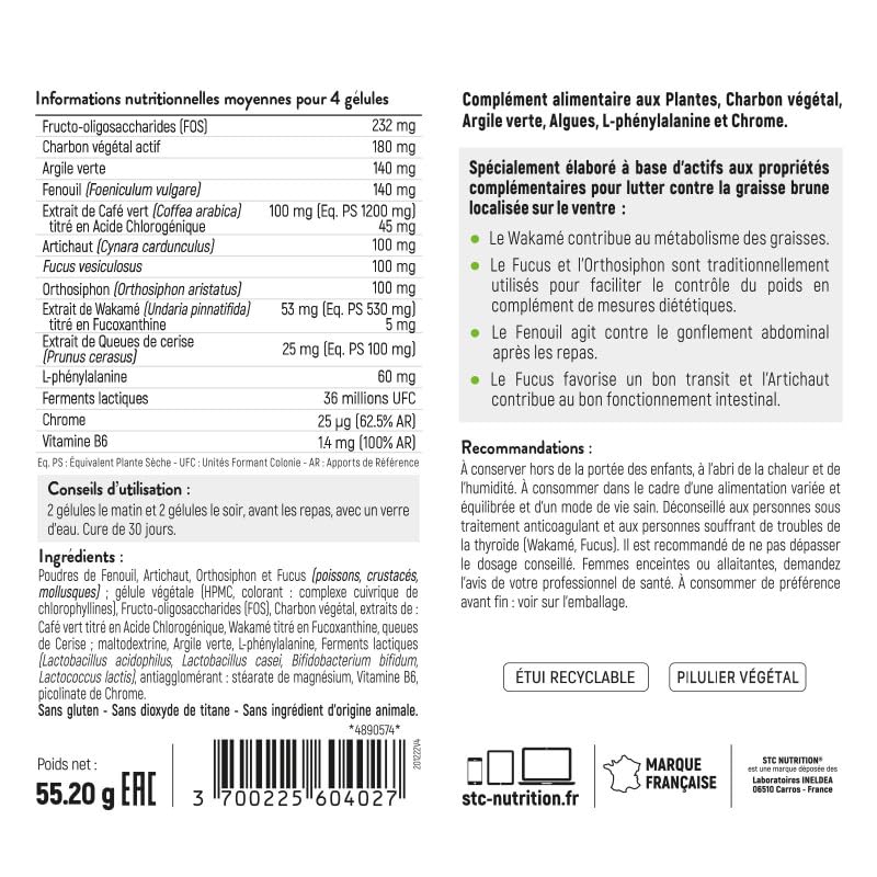 STC Nutrition Taille Abdos Ventre Plat silhouette 2x120 gélules