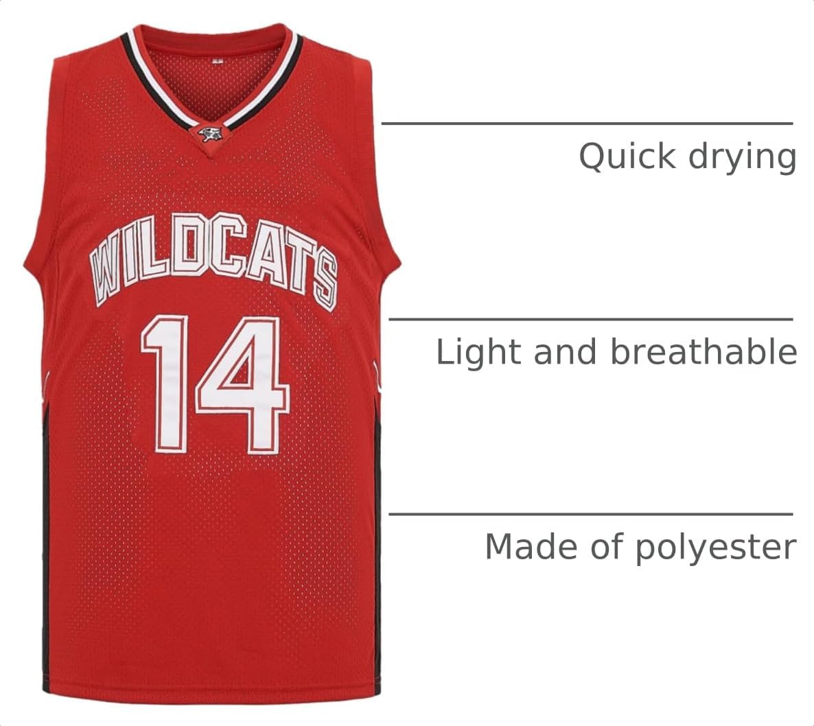 Mens Wildcats High School Jersey 14 Troy Bolton 8 Chad Danforth Basketball Jersey image 4