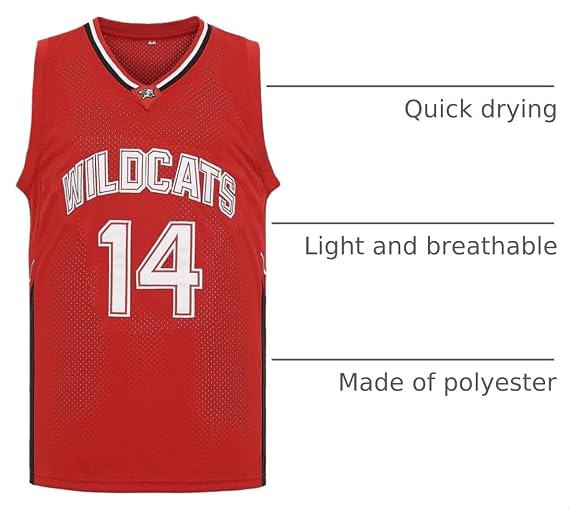 Mens Wildcats High School Jersey 14 Troy Bolton 8 Chad Danforth Basketball Jersey