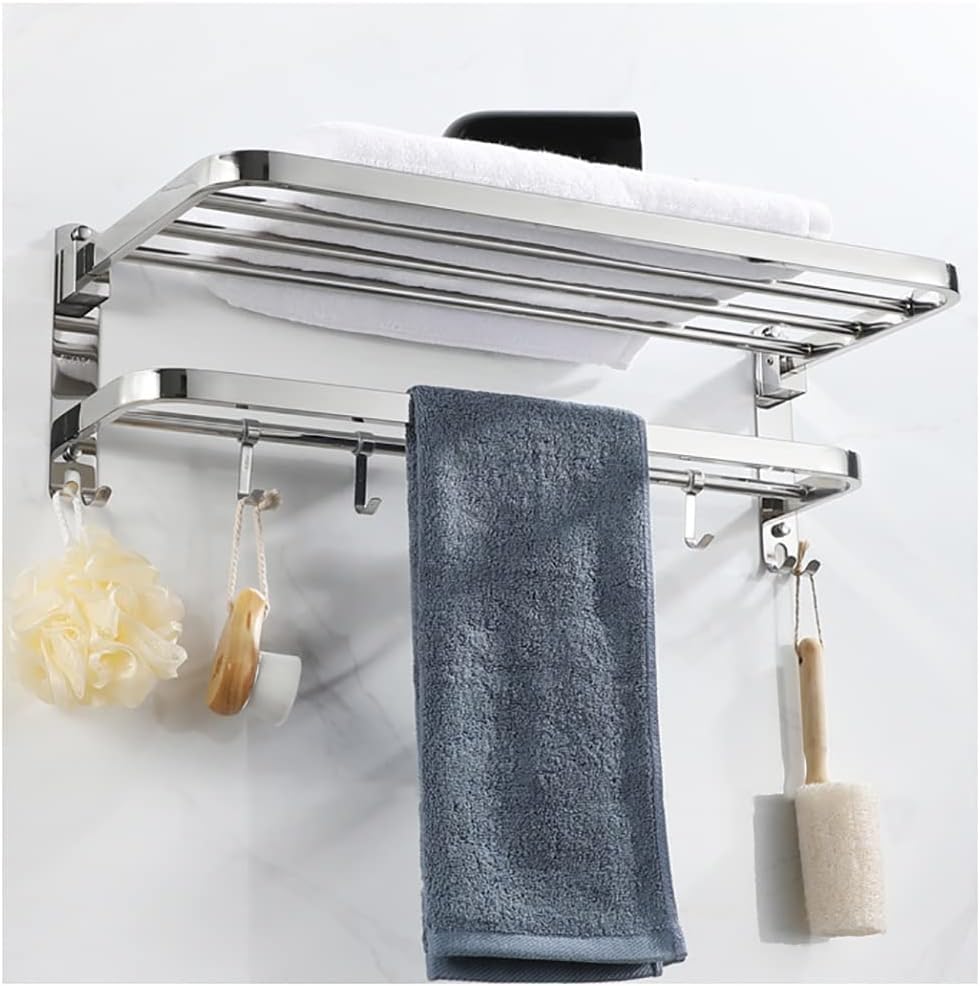 Porte-serviettes mural à 2 couches pour une salle de bain ordonnée et épurée