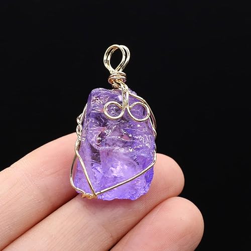 Miniatura 7 de 6 unids piedra natural crudo cuerda de cristal colgante de alambre de oro para la fabricación de joyas DIY collar pendientes accesorios gemas