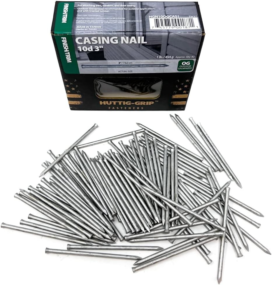 HuttigGrip Finish Trim Series Casing Nail 3 inches 10d for Window and Door Frame Assembly