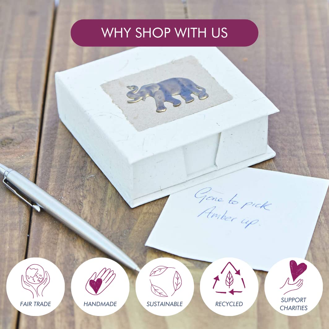 Elephant Dung Note Cube | Natural | 100 Sheets Of Coloured Recycled Paper | Square Memo