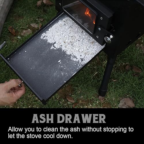 Miniatura 7 de Preself Estufa de tienda de campaña caliente, ventana lateral grande, estufa de leña de invierno para calefacción, cocina, camping, caza (XL)