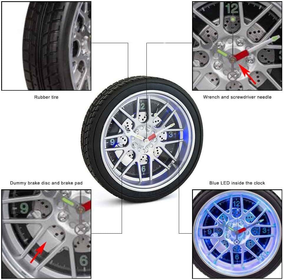 Out of the blue OOTB Wheel Wall Clock with 16 LED, Multi-Colour, 8 x 35 x 35 cm