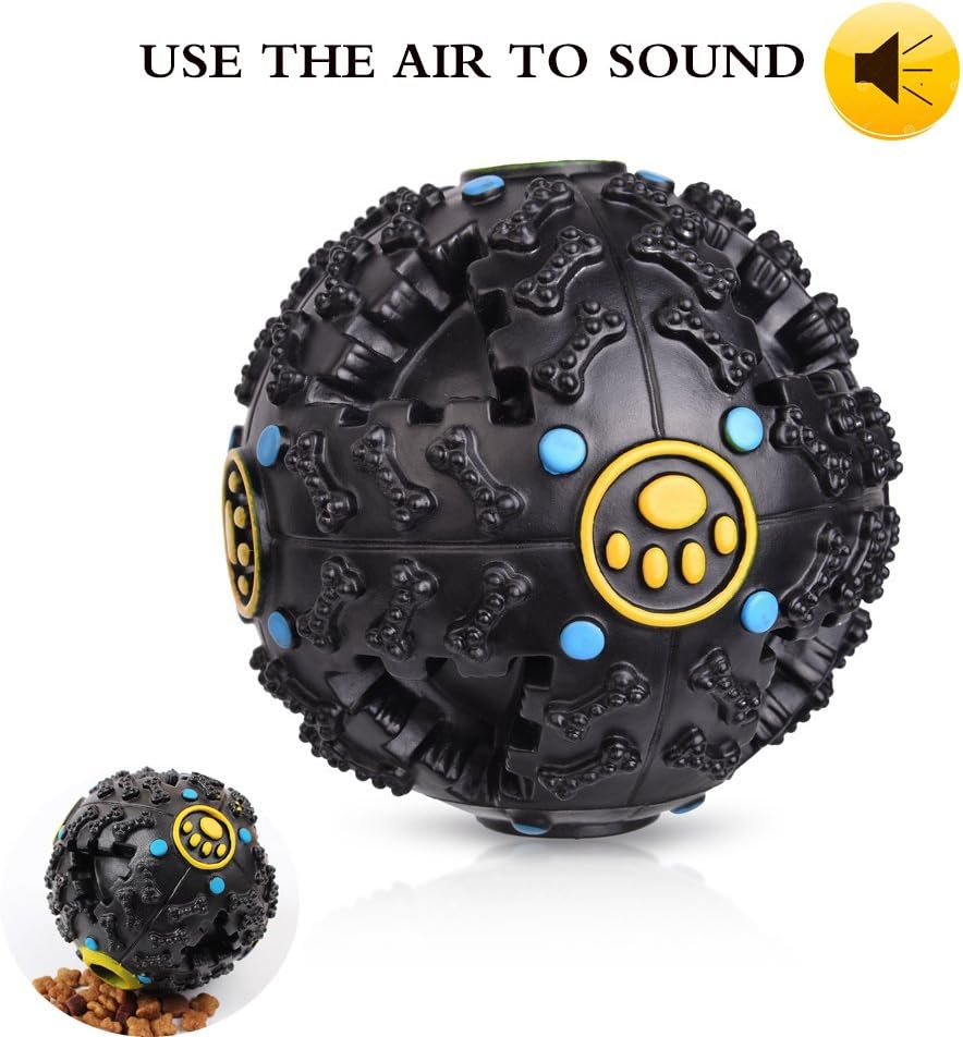 Trophy Teddy Pet Colors Eccentrics Leaky Globe Dogs Muffles Leakage Puzzle Balls Bite Sound Toys (S, black)