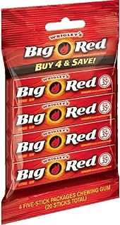 Wrigley's Big Red Gum - Bag of 4 Packs (5 Sticks Each Pack)