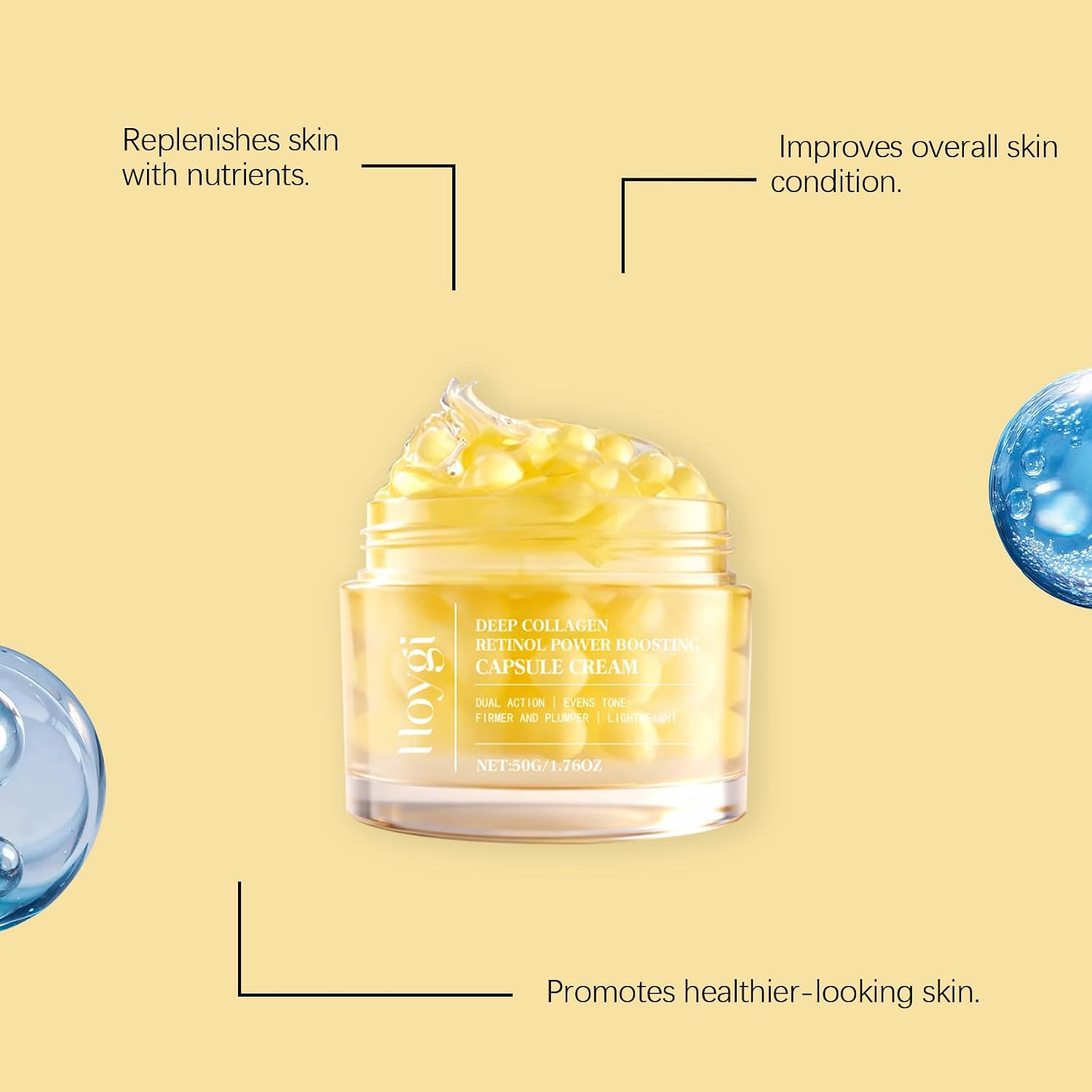 Deep Collagen Retinol Capsule Cream, Anti-Aging Cream for Wrinkles,Firming & Dry Skin White Spicules+Collagen+Retinol, Night Cream for Fine Lines, Firm-Looking & Hydrated Skin, 1.76 fl oz