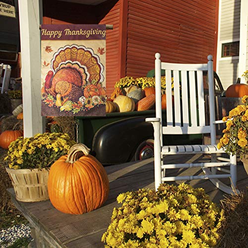 Besslly Thanksgiving Garden Flag 28 x 40 Double Sided Yard Flag Happy Thanksgiving Turkey Pumpkin Sunflower Maple Leaves House Flag Fall Decor for Home Holiday Decorations Seasonal Gifts