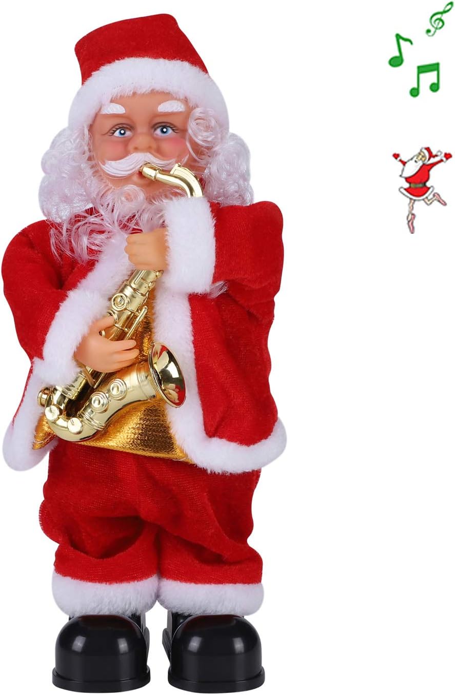 LONTG Father Christmas Figure Singing and Dancing Santa Claus Electric Musical Santa Claus Gift Rotating Handstand Desktop Ornaments Christmas Ornaments Fireplace Decoration