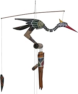 Cohasset Gift & Garden Abby Bobbing Head Bird Bamboo Wind Chime - Unique Outdoor Bird and Rooster Decor, Medium to Large S...