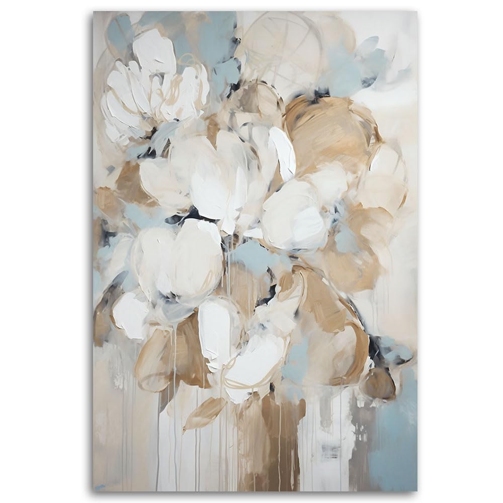 Impresión en lienzo floral abstracto moderno en blanco y azul para oficina (50x70 cm) 8
