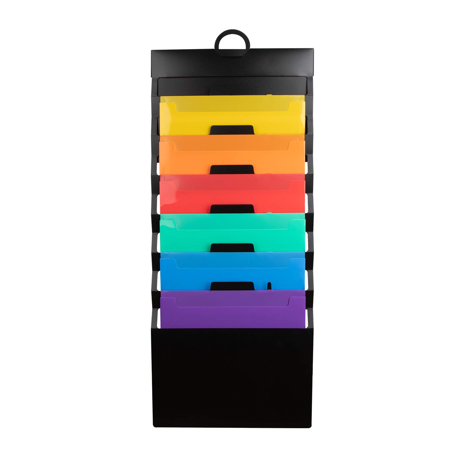 Hanging File Organizer, 6 Colored Magazine Storage Pockets Chart, Letter-Sized Cascading Wall Organizer Holder for Teacher, Office, Classroom, School Organisation