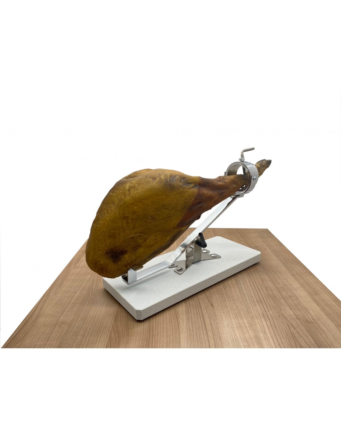 Schöner Schinkenhalter aus Edelstahl, schwenkbar