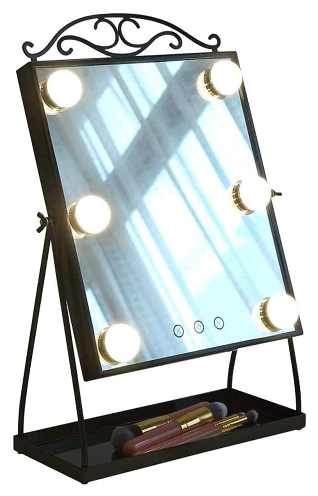 Specchio per trucco Specchio per trucco Specchio illuminato Luce di riempimento intelligente a tre colori Lampadina per dormitorio per studenti Illuminata Luce per trucco di bellezza Luce di riempimen