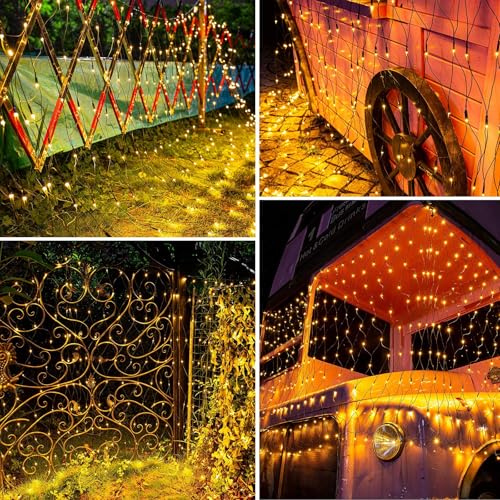 Joomer 2 Pack 12ft x 5ft 360 LED Christmas Net Lights, 8 Modes Bush Mesh Lights Connectable, Timer, Waterproof For Christmas Trees, Bushes, Garden, Outdoor Decorations (Green Wire, Warm White) by Joomer - Image 6