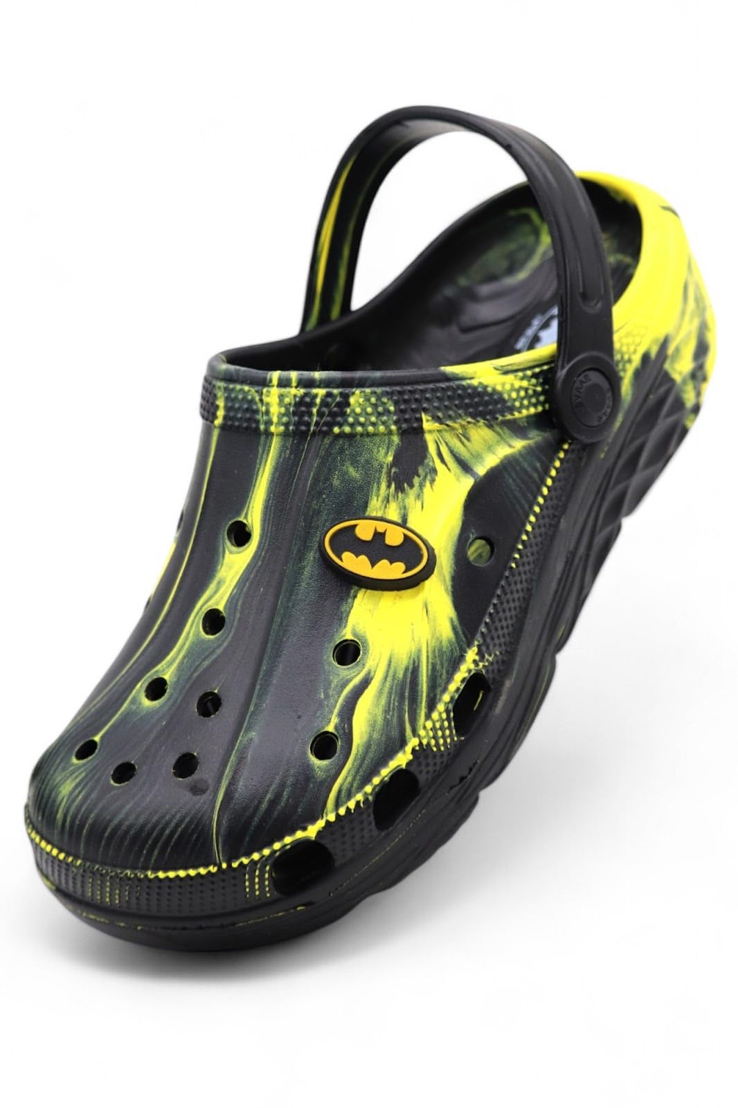 Batman Men's Marble Effect Clogs with Authentic Batman Charms and Adjustable Back Strap