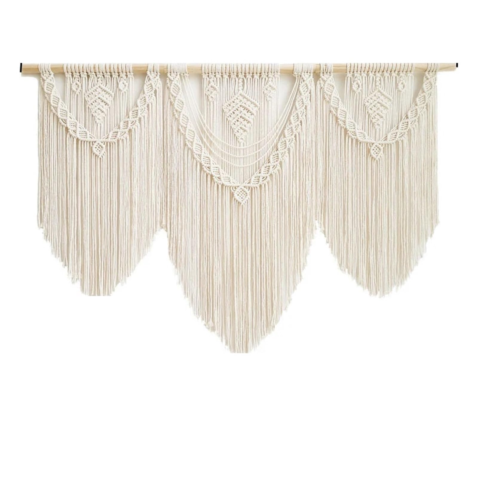 SUBLXPoten Hanging Tapestry Hand Woven Macrame Wall Hanging Tapestry with Wooden Sticker Hand-Woven Tassel Curtain Wedding Backgroud Decor