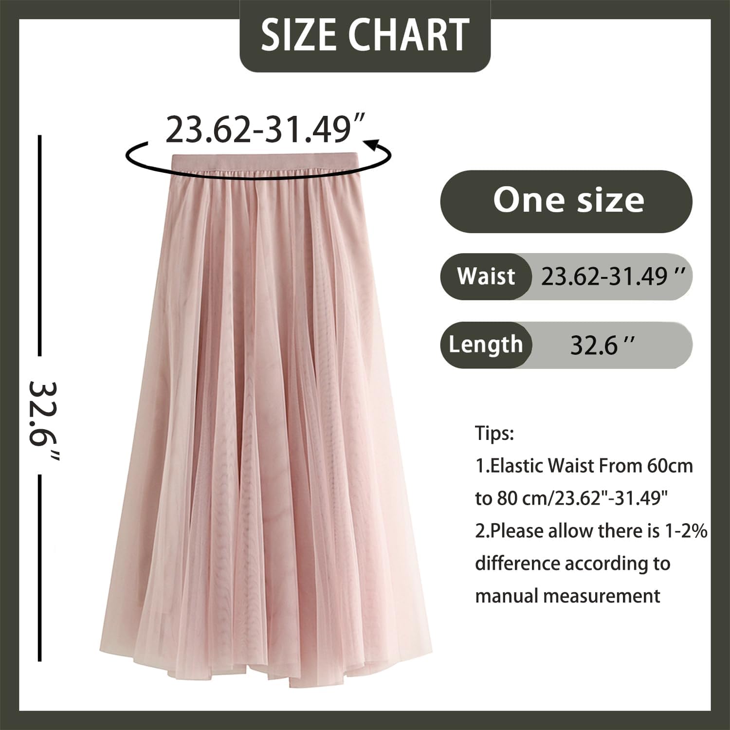 GOLDSTITCH Tulle Skirts for Women Long Fairy Skirt Tutu A-Line Mesh Layered High Elastic Waist Skirts - Image 7