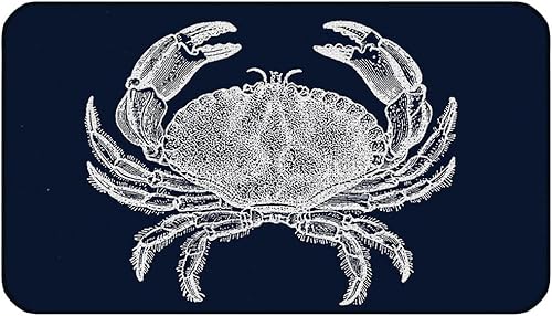 ZJSYXXU Tapete náutico para puerta de cangrejo, para interiores y exteriores, tapete de bienvenida para entrada, playa, color azul marino, tapete de