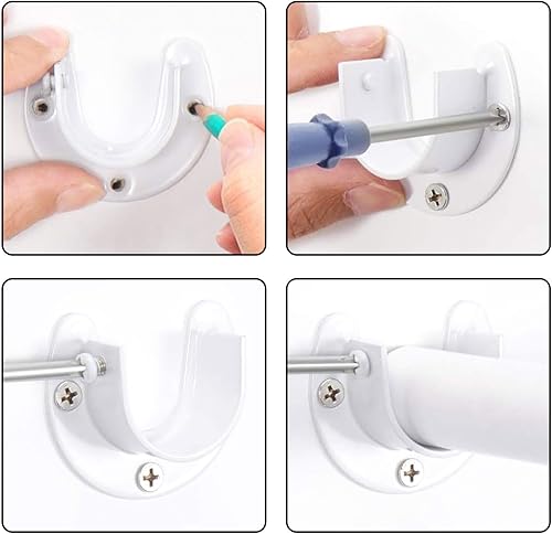 Miniatura 4 de Shonmogar Wardrobe Closet Rod Bracket 6 Pack Closet Pole Brackets for Wall with Screws, Stainless Steel Rod Flange Holder for Closet Sturdy White