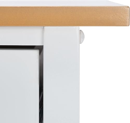 Miniatura 9 de SAFAVIEH Home Collection Daley KCH1402B - Carrito de cocina con ruedas (1 cajón, 2 estantes, color natural/blanco)