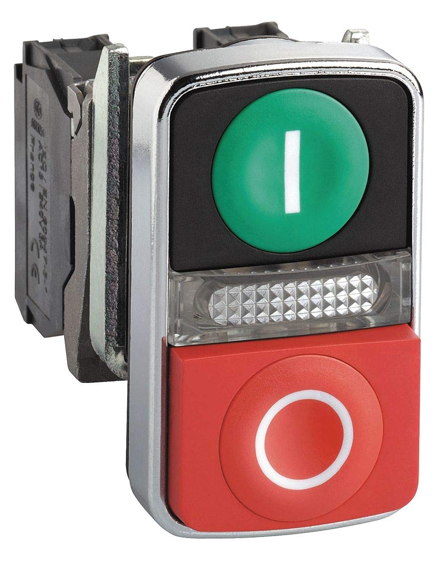 Schneider Electric XB4BW73731B5 3-głowicowy metalowy podświetlany sterownik wielogłowicowy, 1 przycisk spłukiwania, (1) światło (1) rozszerzony