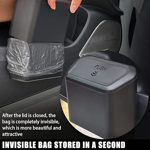 Miniatura 3 de AUCELI Cubo de basura para automóvil con tapa, mini organizador de basura colgante a prueba de fugas, contenedor de basura impermeable para