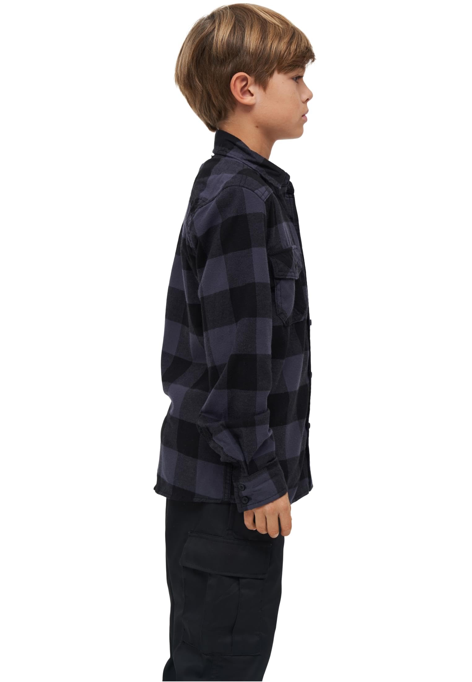 Brandit Kids' Checked Shirt Unisex T-Shirt Nero/Grigio