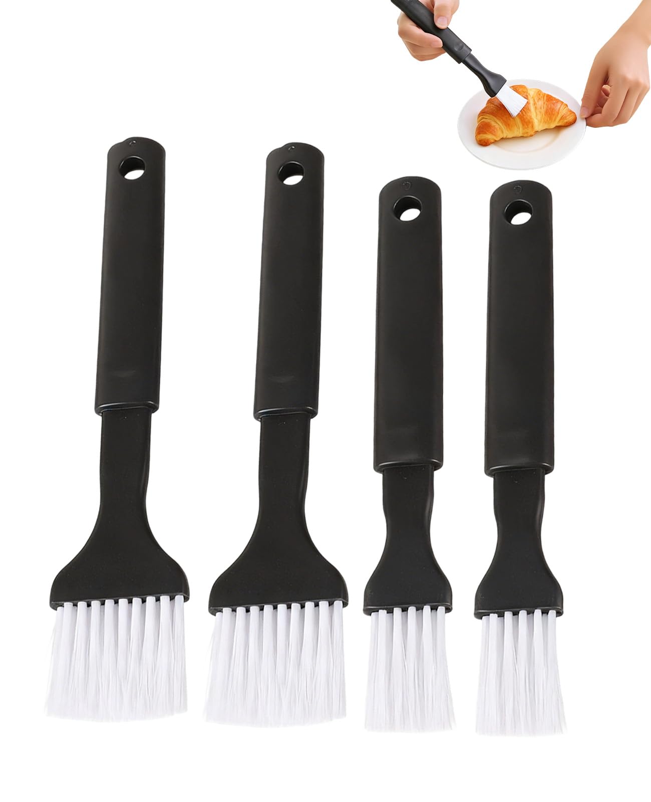 – 4 Pcs Pastry Brushes, 2 Size Oil Brush for Cooking Basting Egg Wash Baking