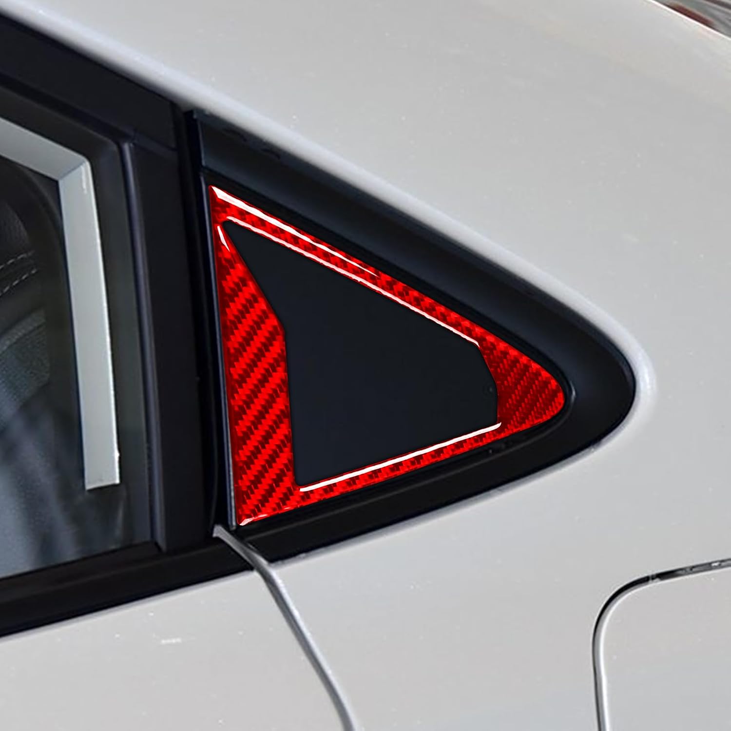 Red Carbon Fiber Fit for Toyota Corolla 2020-2026 2021 2022 2023 2024 2025 Hybrid Hatchback L LE XLE SE XSE FX Accessories Car Rear Side Window Triangular Glass Trim Cover Exterior Sticker 2PCS